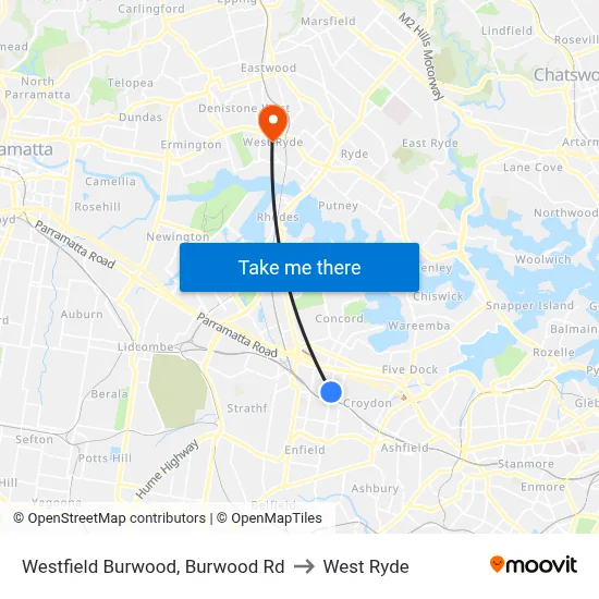 Westfield Burwood, Burwood Rd to West Ryde map