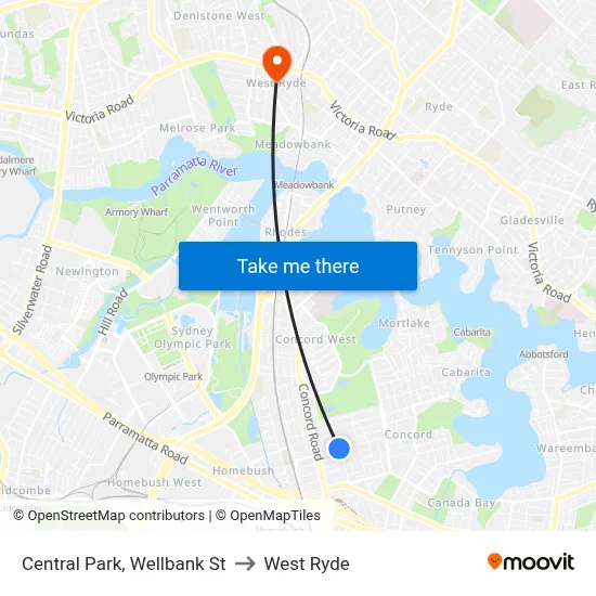 Central Park, Wellbank St to West Ryde map