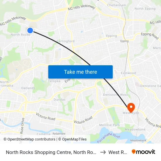 North Rocks Shopping Centre, North Rocks Rd to West Ryde map
