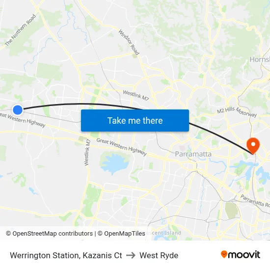 Werrington Station, Kazanis Ct to West Ryde map