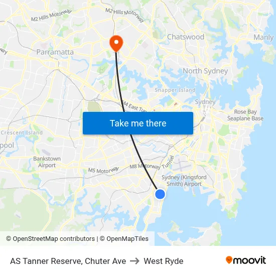 AS Tanner Reserve, Chuter Ave to West Ryde map