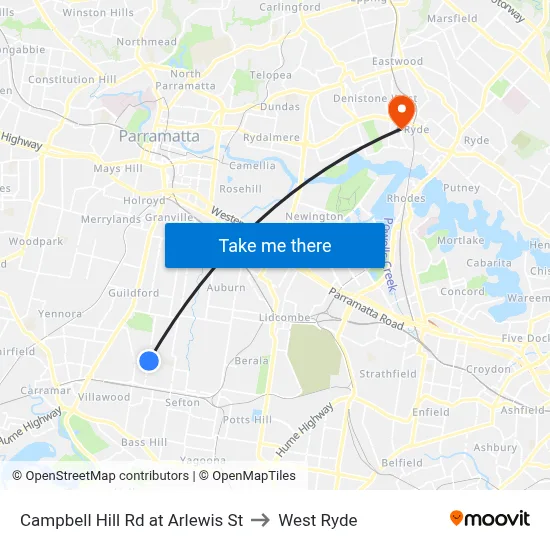 Campbell Hill Rd at Arlewis St to West Ryde map