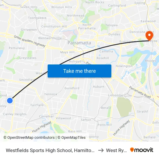 Westfields Sports High School, Hamilton Rd to West Ryde map