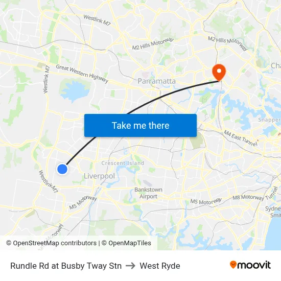 Rundle Rd at Busby Tway Stn to West Ryde map