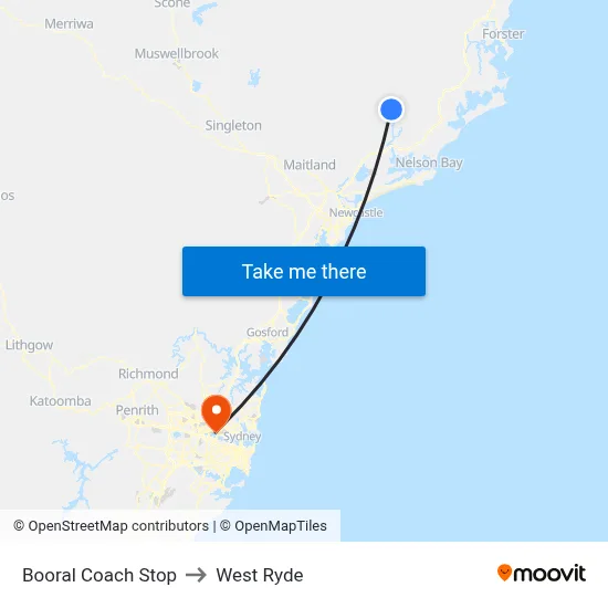 Booral Coach Stop to West Ryde map