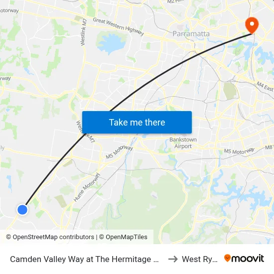 Camden Valley Way at The Hermitage Way to West Ryde map