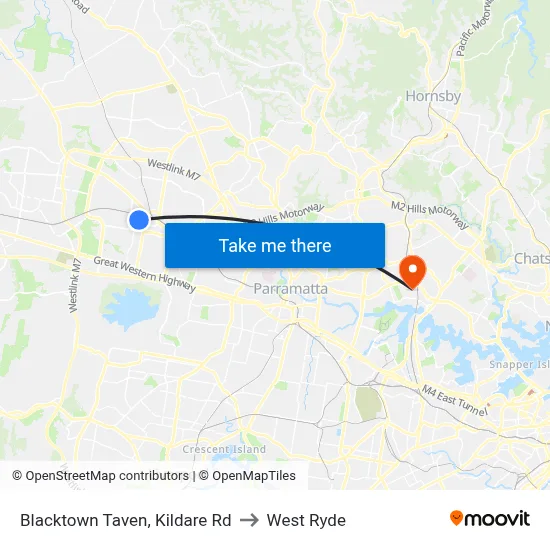Blacktown Taven, Kildare Rd to West Ryde map