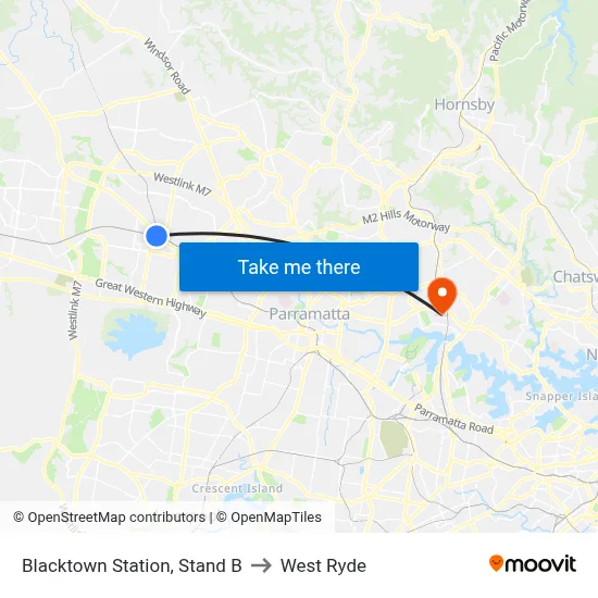 Blacktown Station, Stand B to West Ryde map