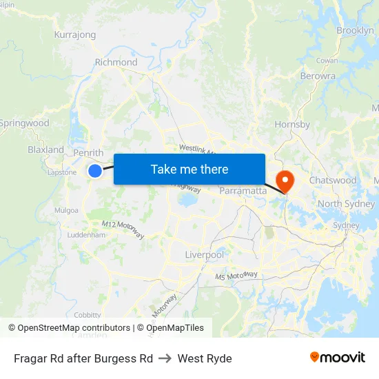 Fragar Rd after Burgess Rd to West Ryde map