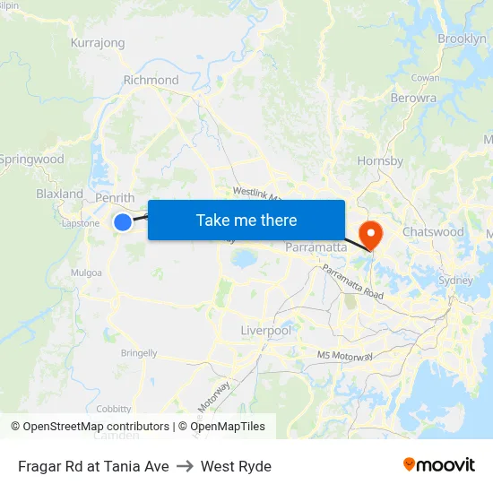 Fragar Rd at Tania Ave to West Ryde map