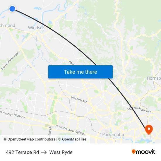 492 Terrace Rd to West Ryde map