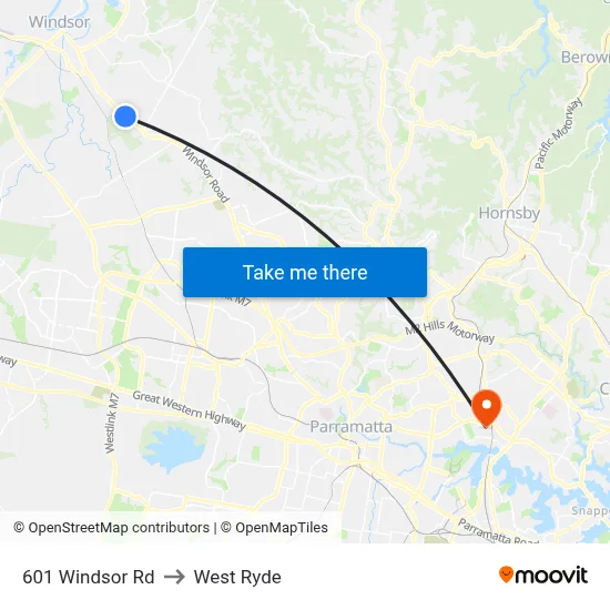601 Windsor Rd to West Ryde map