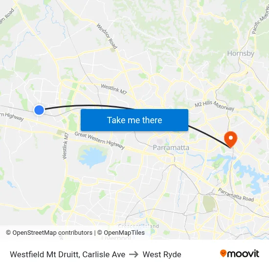 Westfield Mt Druitt, Carlisle Ave to West Ryde map