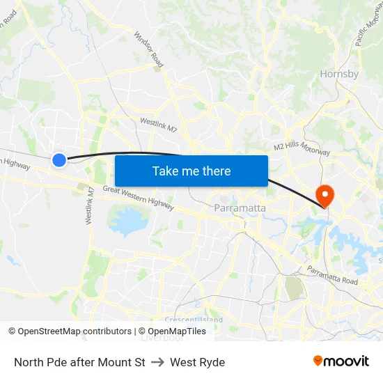 North Pde after Mount St to West Ryde map