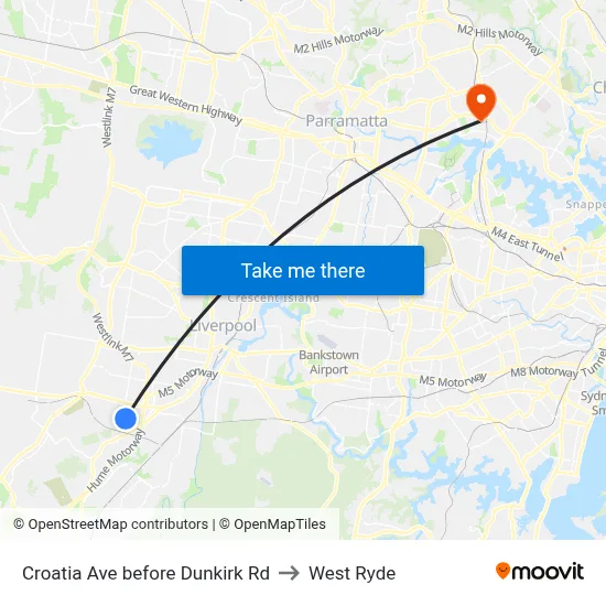 Croatia Ave before Dunkirk Rd to West Ryde map