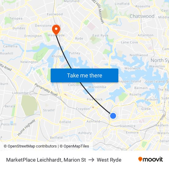 MarketPlace Leichhardt, Marion St to West Ryde map