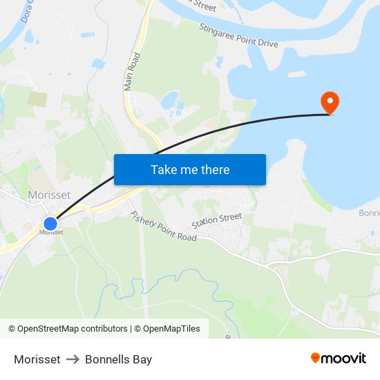 Morisset to Bonnells Bay map