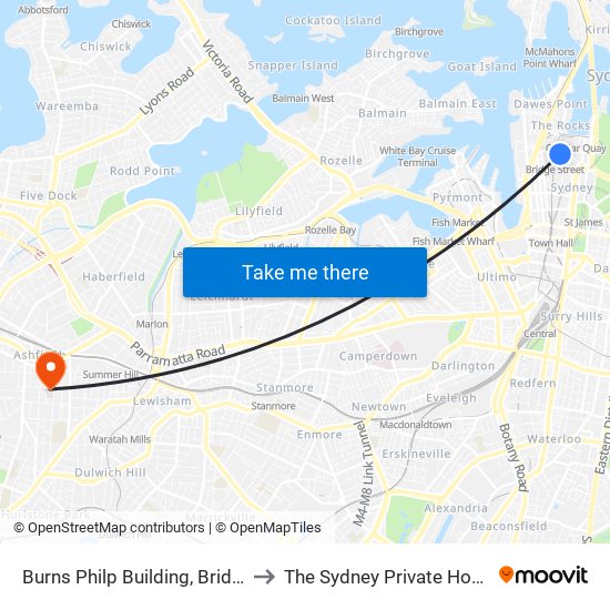 Burns Philp Building, Bridge St to The Sydney Private Hospital map