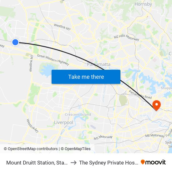 Mount Druitt Station, Stand H to The Sydney Private Hospital map