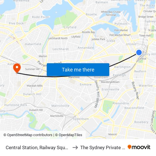 Central Station, Railway Square, Stand M to The Sydney Private Hospital map