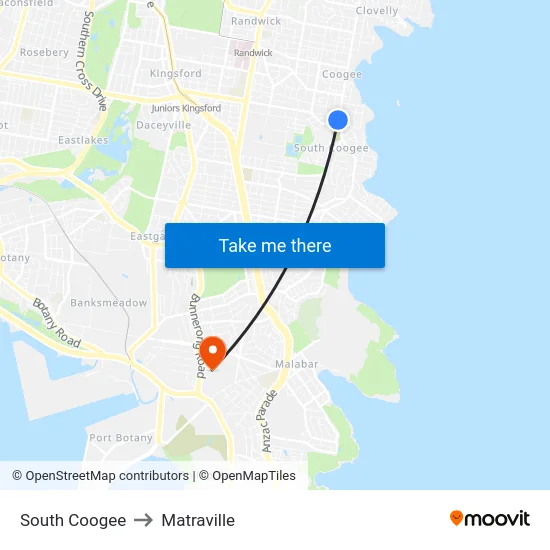 South Coogee to Matraville map
