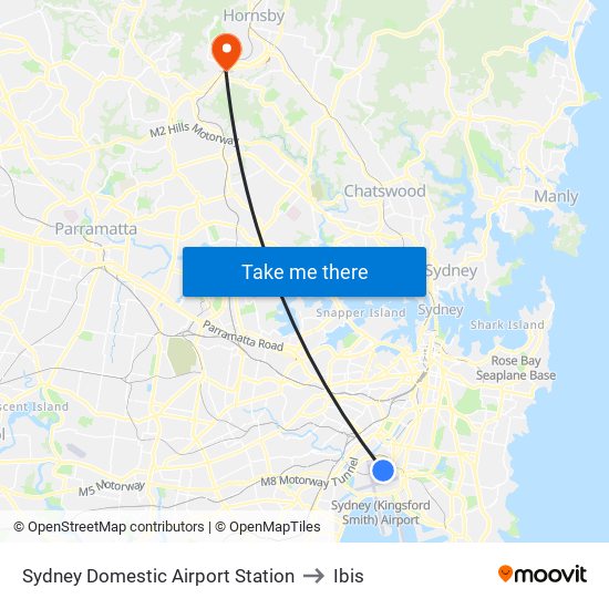 Sydney Domestic Airport Station to Ibis map