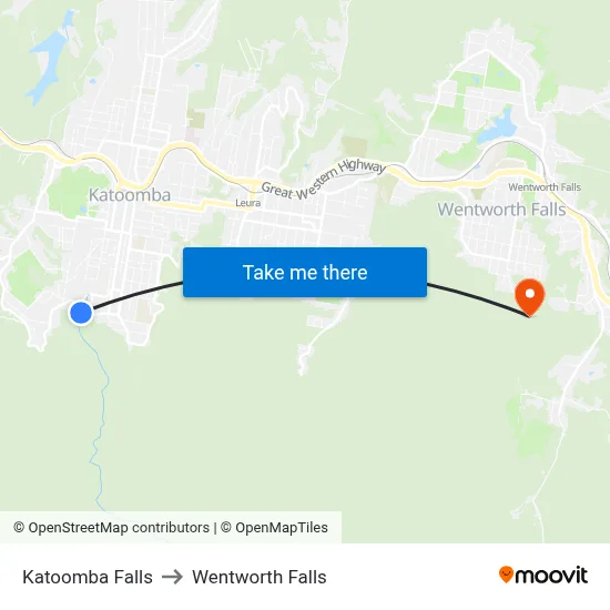 Katoomba Falls to Wentworth Falls map