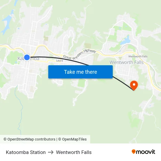 Katoomba Station to Wentworth Falls map
