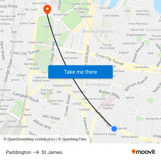 Paddington to St James map