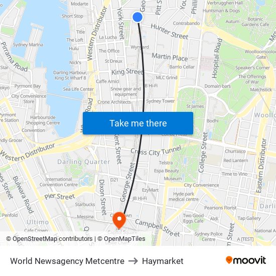 World Newsagency Metcentre to Haymarket map