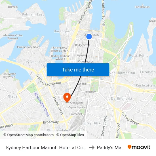 Sydney Harbour Marriott Hotel at Circular Quay to Paddy's Markets map