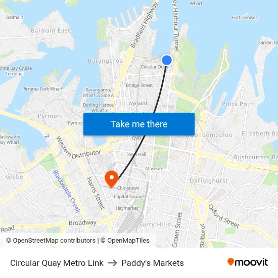 Circular Quay Metro Link to Paddy's Markets map
