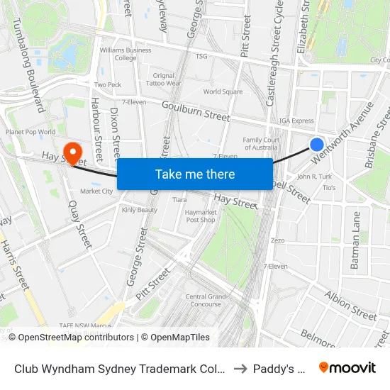 Club Wyndham Sydney Trademark Collection by Wyndham to Paddy's Markets map