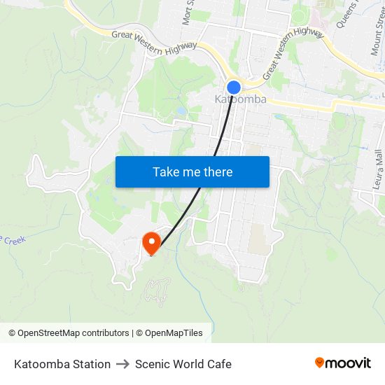 Katoomba Station to Scenic World Cafe map