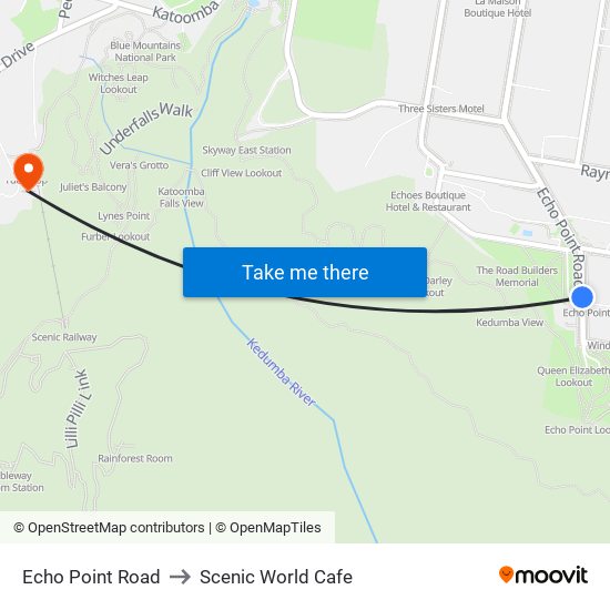 Echo Point Road to Scenic World Cafe map