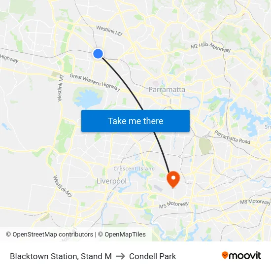 Blacktown Station, Stand M to Condell Park map