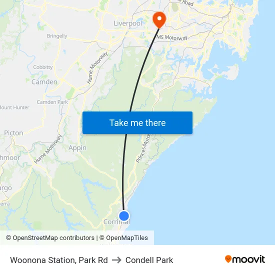 Woonona Station, Park Rd to Condell Park map