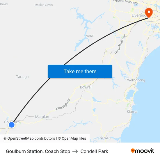 Goulburn Station, Coach Stop to Condell Park map