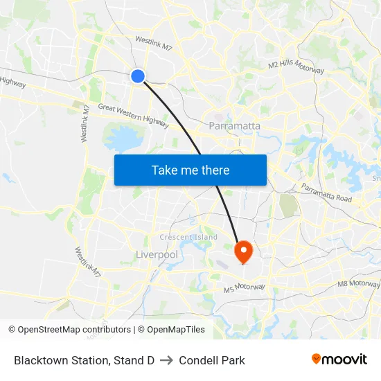 Blacktown Station, Stand D to Condell Park map