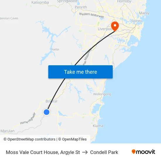 Moss Vale Court House, Argyle St to Condell Park map