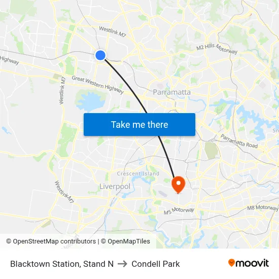 Blacktown Station, Stand N to Condell Park map
