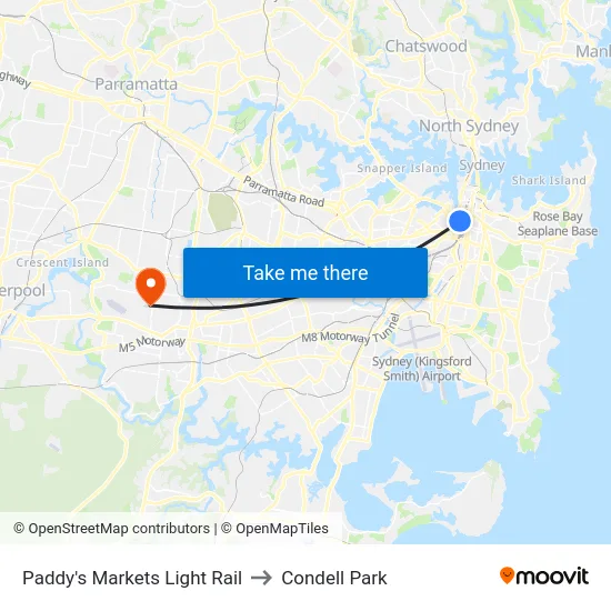 Paddy's Markets Light Rail to Condell Park map