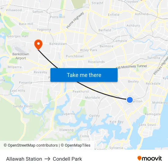 Allawah Station to Condell Park map