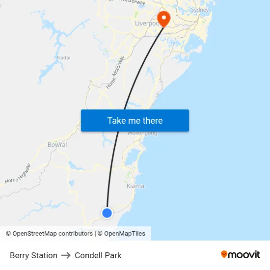 Berry Station to Condell Park map