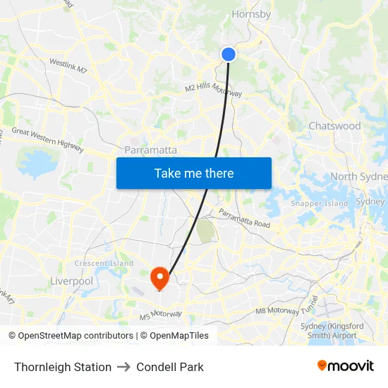 Thornleigh Station to Condell Park map
