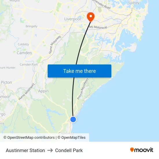 Austinmer Station to Condell Park map