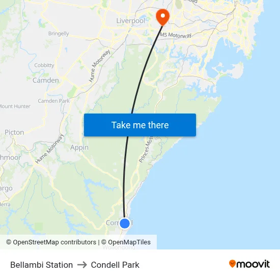 Bellambi Station to Condell Park map