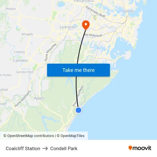 Coalcliff Station to Condell Park map