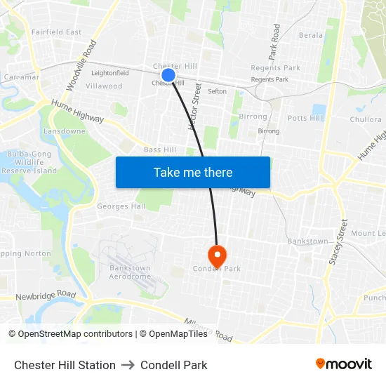 Chester Hill Station to Condell Park map
