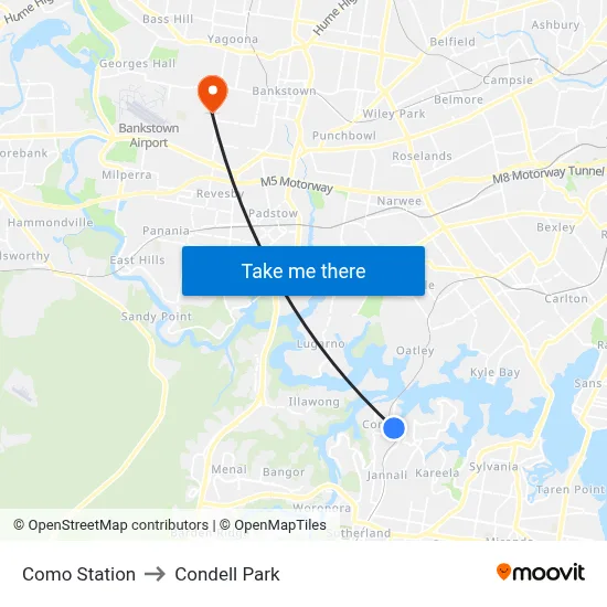 Como Station to Condell Park map